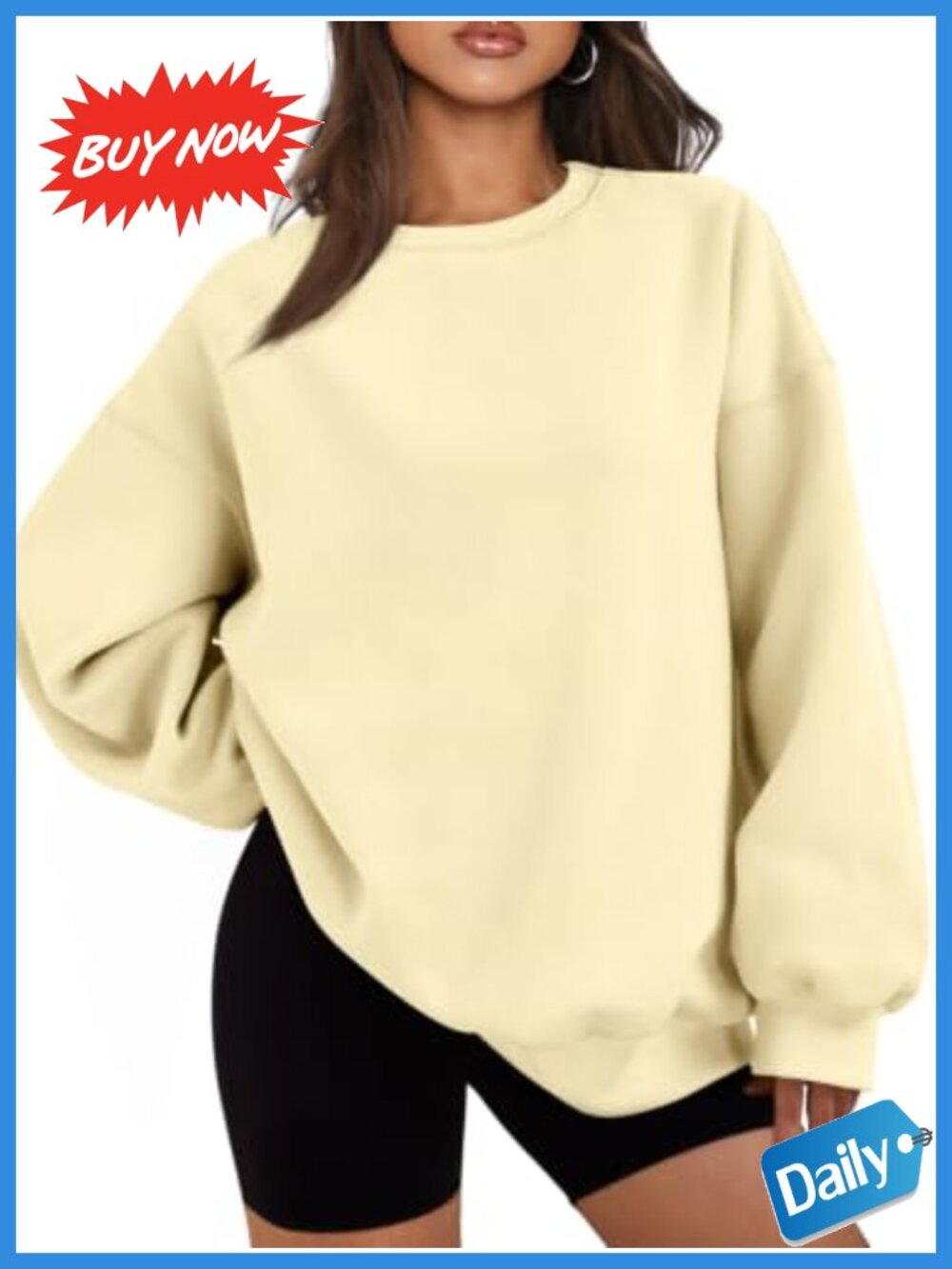 Oversized Crewneck Sweatshirt Pullover Fleece Lined Casual Lounge Top